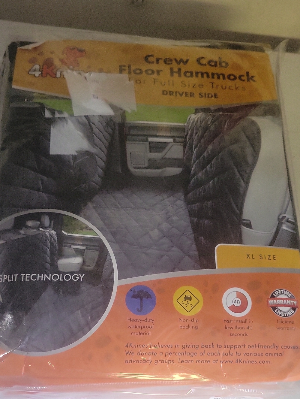 Black Crew Cab Floor Hammock - Dog Car Seat Cover